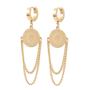 Chain coin earrings