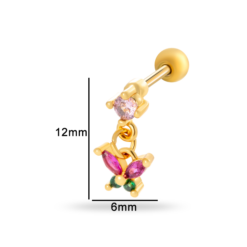 1 par de pendientes de botón de acero de titanio con diseño de flor clásica de serie simple, sin chapado, con circonitas para mujer Imagen2