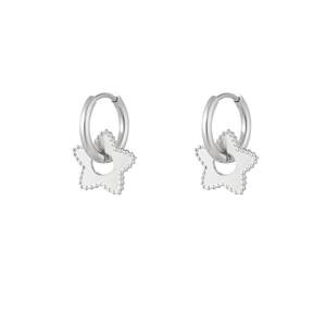 Earrings with flower charm - silver