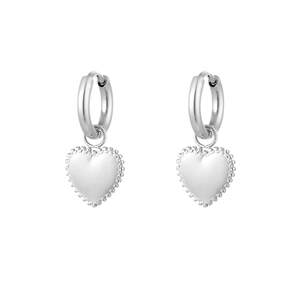 Earrings decorated heart small - silver