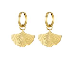 Earrings with leaf charm - gold