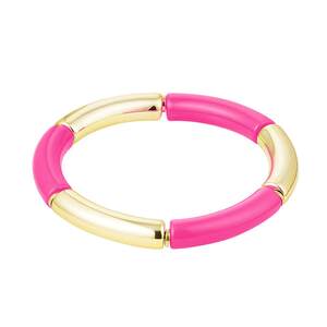 Tube bracelet gold / color Fuchsia &amp; Gold Acrylic